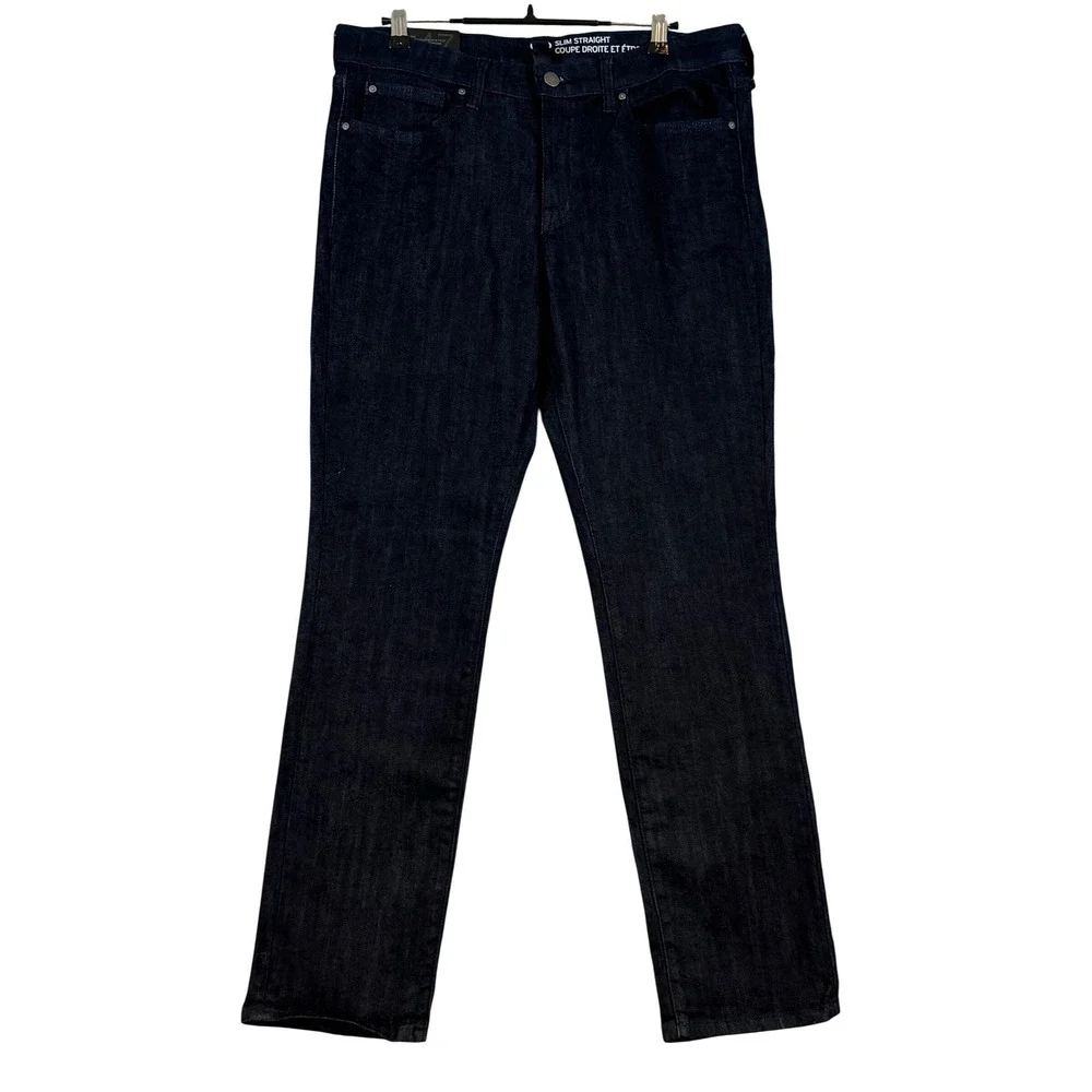 NWT Gap 1969 Slim Straight Jeans Womens 12/31 Dark Indigo Mid Rise Stretch Denim